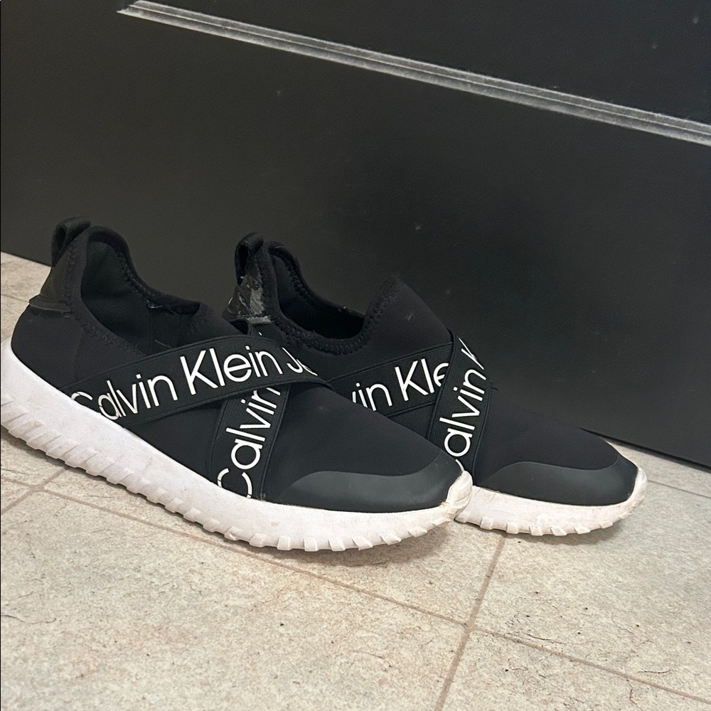 Calvin Klein Black and White Slip-On Shoes